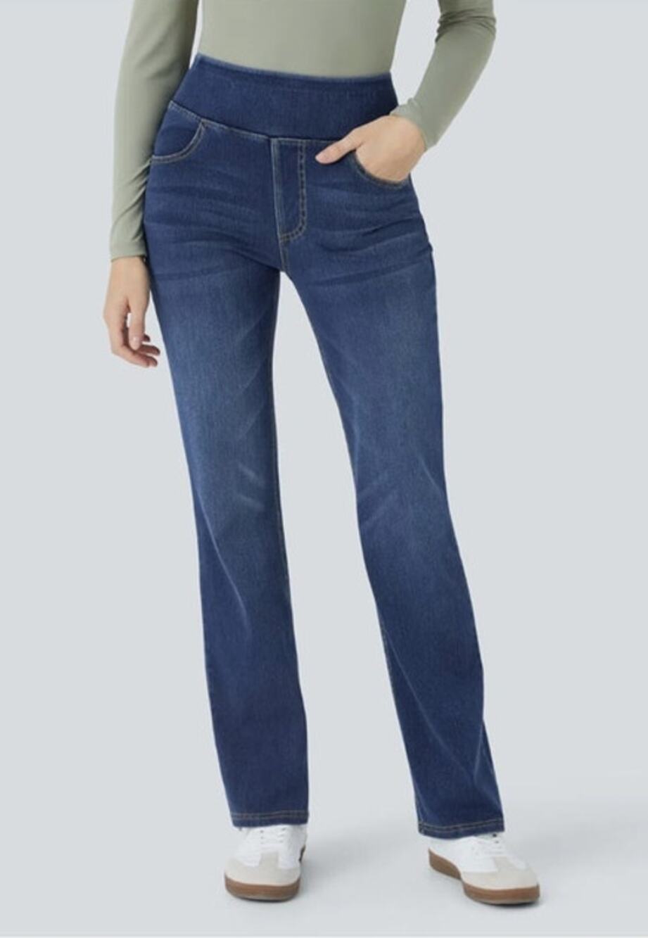 Halara Flex™ Jeans High Waisted Pockets Washed Casual Boot Cut Jeans NWT XL